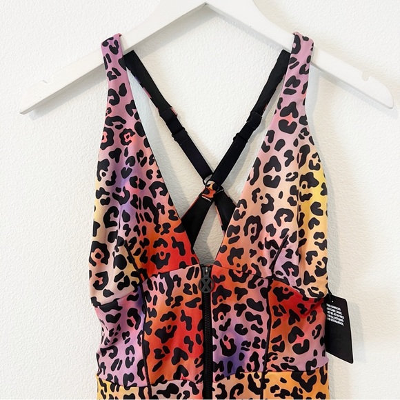 Savage X Fenty Rainbow Leopard Print Jumpsuit - Yellow, Orange, Pink, Purple - Picture 3 of 8